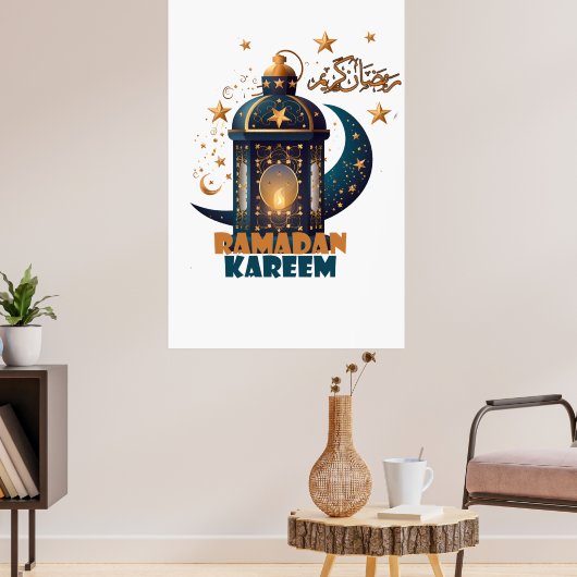 Ramadan Kareem Mubarak Lantaarn ramadan 2024 Poster (Woonkamer 3)