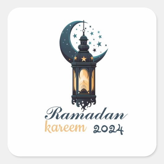 Ramadan Kareem Mubarak Lantaarn ramadan 2024 Vierkante Sticker (Voorkant)