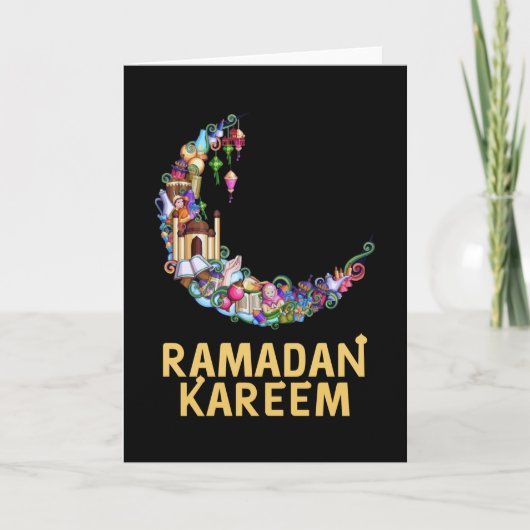 Ramadan Kareem Mubarak Vasten Maan Kaart (Voorkant)