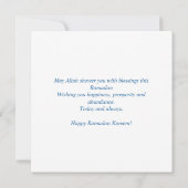 Ramadan Kareem Mubarak Waterverf Blauwe Moskee Feestdagenkaart (Achterkant)