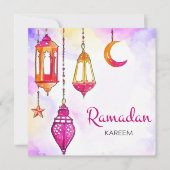 Ramadan Kareem Mubarak Waterverf Crescent Feestdagenkaart (Voorkant)