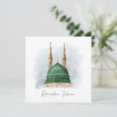 Ramadan Kareem Mubarak Waterverf Madina Munawwara Feestdagenkaart (Staand voorkant)