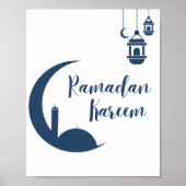 Ramadan Kareem Red Crescent & Lantern Islamic Wall Poster (Voorkant)