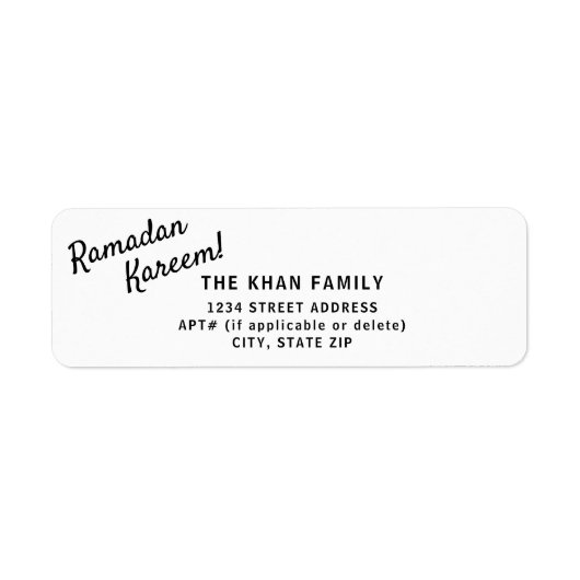 Ramadan Kareem Retour Address Sticker Label (Voorkant)