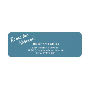 Ramadan Kareem Retour Blue Address Sticker Label