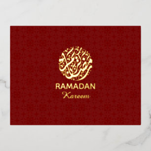 Ramadan Kareem Rood & Goud Folie Ansichtkaart Eleg Feestdagen Briefkaart