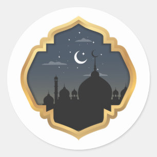 Ramadan Kareem Round Sticker, Glossy Classic Round Ronde Sticker