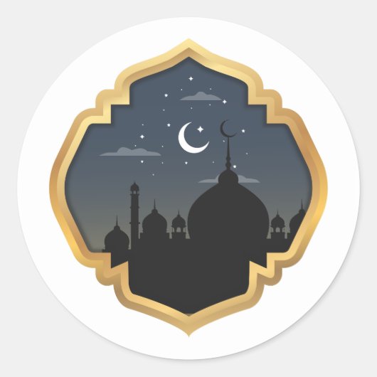 Ramadan Kareem Round Sticker, Glossy Classic Round Ronde Sticker (Voorkant)