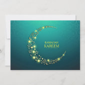 Ramadan Kareem Starry Gold Crescent Feestdagenkaart (Voorkant)