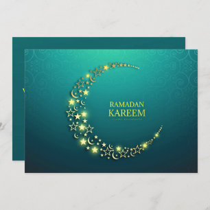 Ramadan Kareem Starry Gold Crescent Feestdagenkaart