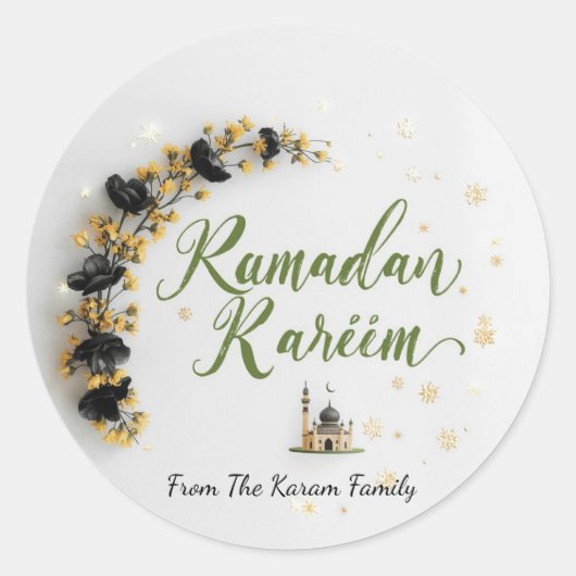 Ramadan Kareem thema cadeau sticker voor viering (Voorkant)