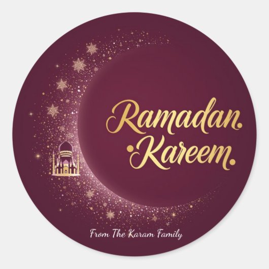 Ramadan Kareem thema cadeau sticker voor viering (Voorkant)