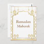Ramadan Kareem Typografie Islamitische halve maan  Briefkaart (Voorkant / Achterkant)