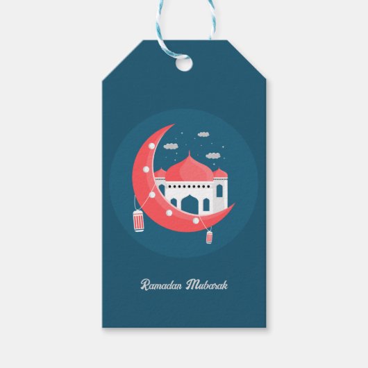 Ramadan Kareem Typografie Islamitische halve maan  Cadeaulabel (Voorkant)
