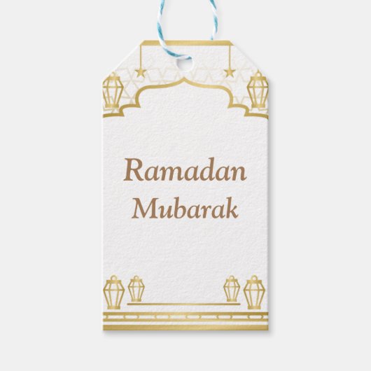 Ramadan Kareem Typografie Islamitische halve maan  Cadeaulabel (Voorkant)