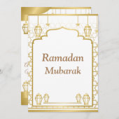 Ramadan Kareem Typografie Islamitische halve maan  Feestdagenkaart (Voorkant / Achterkant)