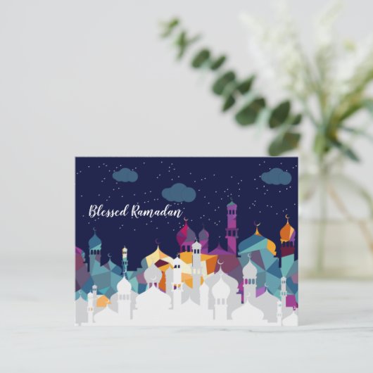 Ramadan Kareem Typografie Islamitische halve maan Feestdagenkaart (Staand voorkant)