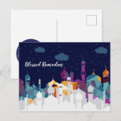 Ramadan Kareem Typografie Islamitische halve maan  Feestdagenkaart (Voorkant / Achterkant)