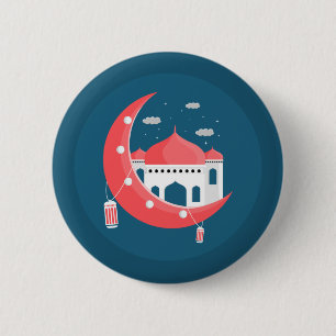 Ramadan Kareem Typografie Islamitische halve maan  Ronde Button 5,7 Cm