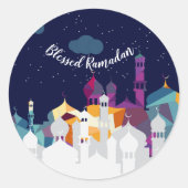 Ramadan Kareem Typografie Islamitische halve maan  Ronde Sticker (Voorkant)