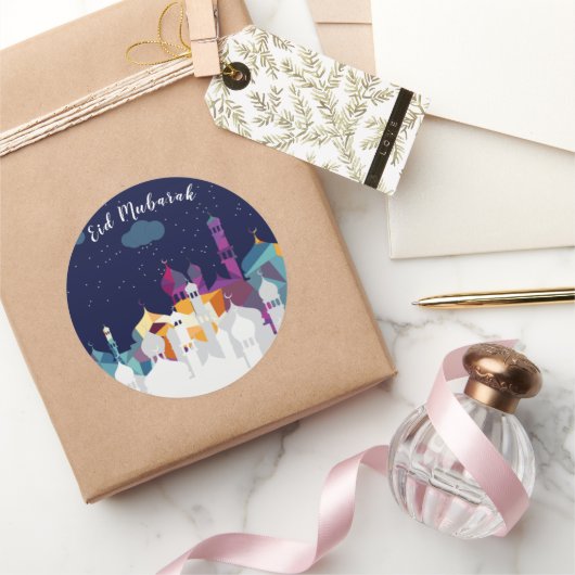 Ramadan Kareem Typografie Islamitische halve maan  Ronde Sticker (Geschenken)