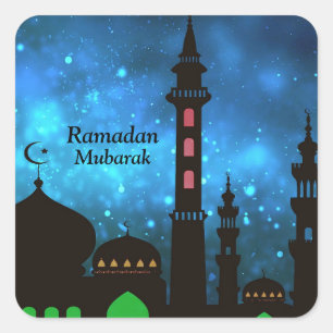 Ramadan Kareem Typografie Islamitische halve maan  Vierkante Sticker