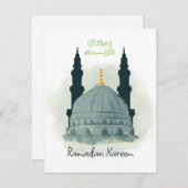 Ramadan Kareem Watercolor Modina Munawara Wenskaar Feestdagenkaart (Voorkant / Achterkant)