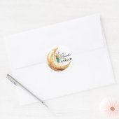 Ramadan Kareem Waterverf Crescent Moon Ronde Sticker (Envelop)