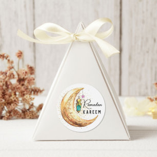 Ramadan Kareem Waterverf Crescent Moon Ronde Sticker