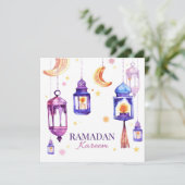 Ramadan Kareem Waterverf Islamic Crescent Feestdagenkaart (Staand voorkant)