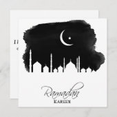 Ramadan Kareem Waterverf Mosque Feestdagenkaart (Voorkant / Achterkant)