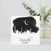 Ramadan Kareem Waterverf Mosque Feestdagenkaart (Staand voorkant)