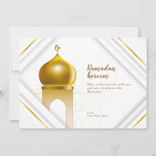 Ramadan Kareem | Witte moderne kaart (Voorkant)