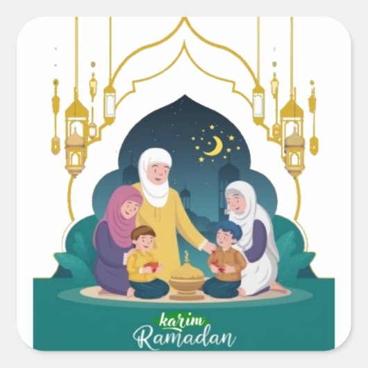 Ramadan Karim Vierkante Sticker (Voorkant)