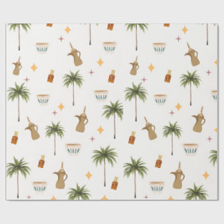 Ramadan Koffie & Dadels Naadloos Patroon Cadeaupapier
