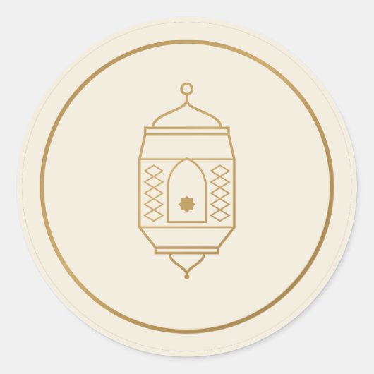 Ramadan Lantaarn Crème Goud Sticker (Voorkant)