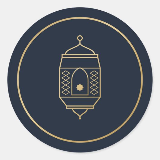 Ramadan Lantaarn Navy Goud Sticker (Voorkant)