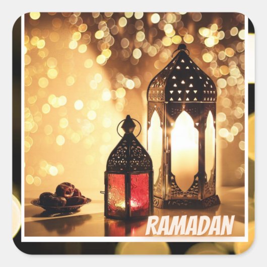 Ramadan-lantaarn. Vierkante Sticker (Voorkant)