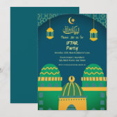 Ramadan Lieve Moskee Gouden Calligrafie Iftar Fees Kaart (Voorkant / Achterkant)