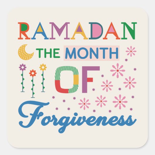 Ramadan maand van vergeving vierkante sticker (Voorkant)
