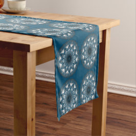 Ramadan Mandala Blue Grey Table Runner Korte Tafelloper