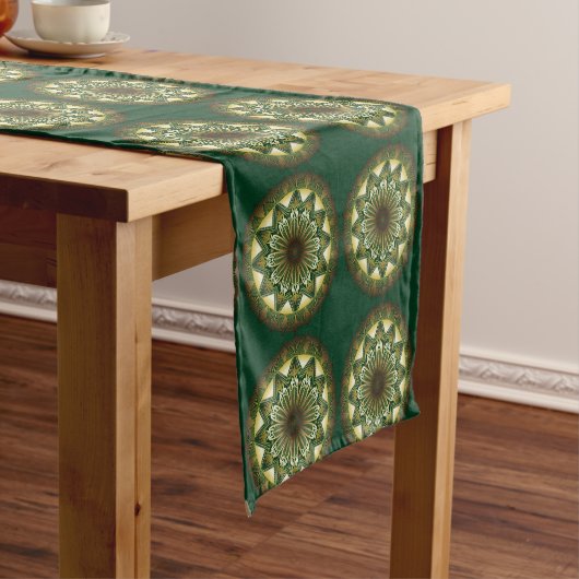 Ramadan Mandala Dark Green Table Runner Korte Tafelloper (Voorbeeld)