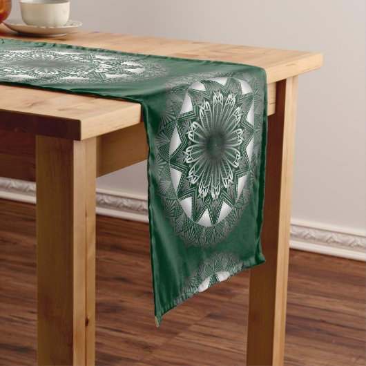 Ramadan Mandala Dark Green Table Runner Korte Tafelloper (Voorbeeld)