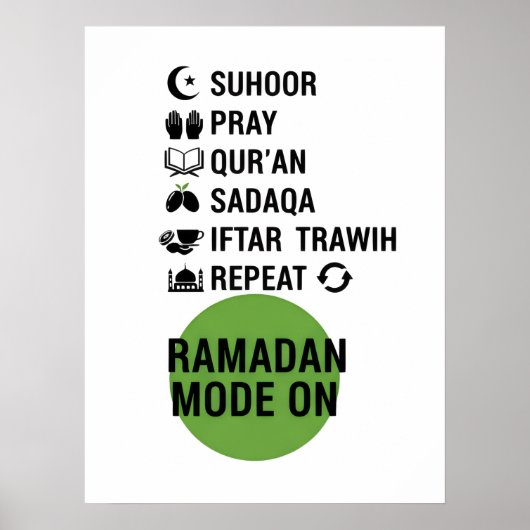 Ramadan Mode On,Islamic Fasting Activities List, Poster (Voorkant)