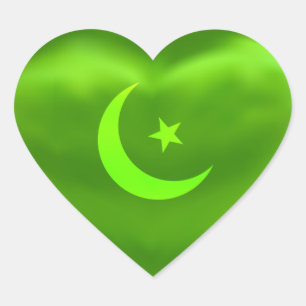 Ramadan Moon Green Silky Satin Hart Sticker