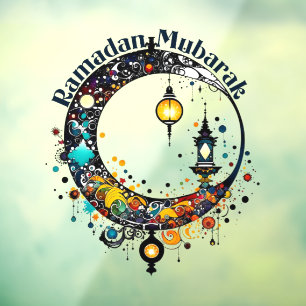 Ramadan Moon in Pollock-stijl Raamsticker