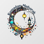 Ramadan Moon in Pollock-stijl Raamsticker (Vel)