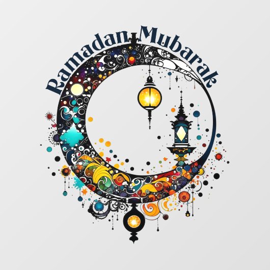 Ramadan Moon in Pollock-stijl Raamsticker (Vel)