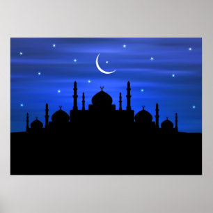 Ramadan Moon & Mosque Poster