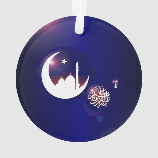 Ramadan-moskee in Crescent Moon met Fanous Blue Ornament (achterkant)